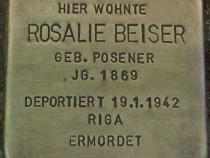 Stolperstein für Rosalie Beiser. Fotorechte: Projekt Stolpersteine Teltow-Zehlendorf