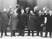 Die Comedian Harmonists 1930 als Gruppe (Harry Frommermann rechts außen) © Archiv