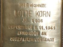 Stolperstein für Lotte Korn - Foto: Projekt-Stolpersteine Teltow-Zehlendorf