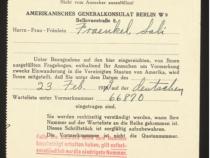 Wartenummer 66870 des amerikanischen Generalkonsulats in Berlin, Quelle: Familienbesitz