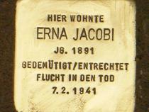 Stolperstein für Erna Jacobi. Foto: Koordinierungsstelle Stolpersteine Berlin