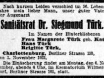 Berliner Tageblatt 4.11.1922 © Familienarchiv