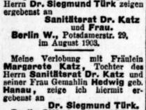 Berliner Tageblatt 21.8.1903 © Familienarchiv