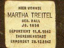 Stolperstein für Martha Treitel. Foto: Koordinierungsstelle Stolpersteine Berlin