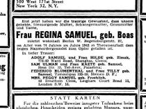 Traueranzeige der jüdischen Zeitung „Aufbau“, 13.9.1946 Bild: Judith Kessler
