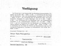 Die am 1. Februar 1943 ausgestellte Verfügung der Geheimen Staatspolizei Bild: Archiv